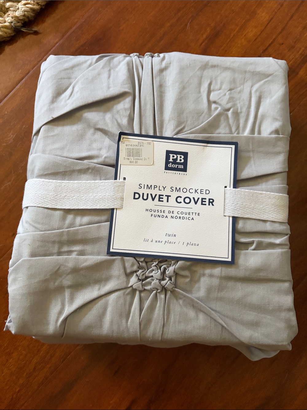 Pottery Barn Teen Simply Smocked Duvet Cover - Light Gray